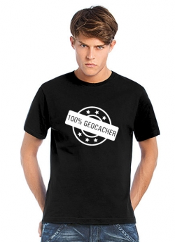 Geocaching T-Shirt | 100% Geocacher schwarz