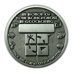 Geo Award Geocoin - 500 Finds Back 