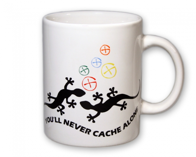 Geocaching Tasse - You'll never Cache Alone