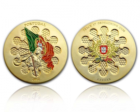 Portugal 2012 Geocoin Satin Gold XLE 