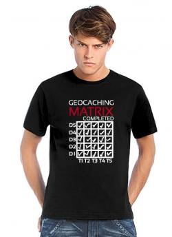 Geocaching T-Shirt Matrix Completed schwarz / rot-weiss