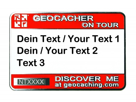 Geocaching Namensschild trackbar rot mit Text