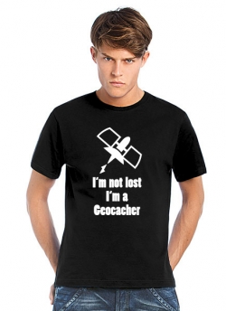 Geocaching T-Shirt Battery I'm not lost schwarz
