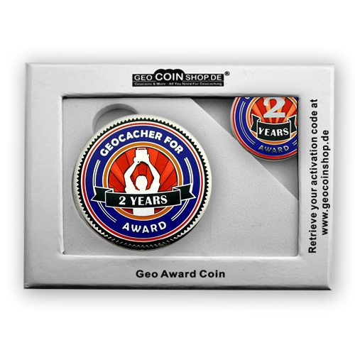 Geo Award Geocoin - 2 Jahre Geschenkbox Schatulle