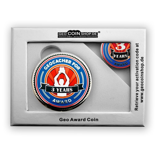 Geo Award Geocoin - 3 Jahre Geschenkbox Schatulle