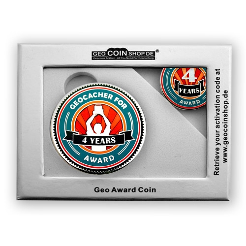 Geo Award Geocoin - 4 Jahre Geschenkbox Schatulle
