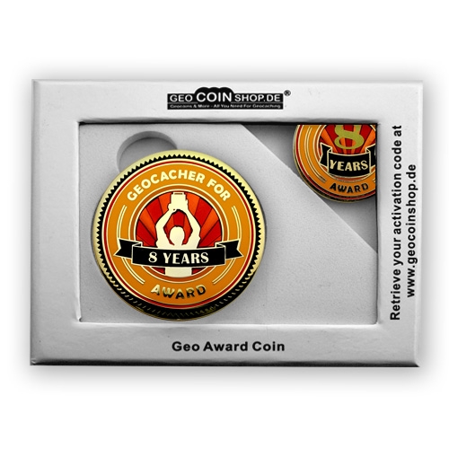 Geo Award Geocoin - 8 Jahre Geschenkbox Schatulle