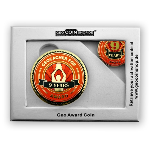 Geo Award Geocoin - 9 Jahre Geschenkbox Schatulle