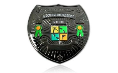 Geocaching Ortungsdienst Badge Black Nickel