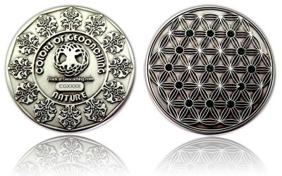 The Colors of Geocaching Geocoin - NATURE - Antik Silber
