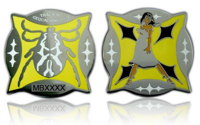 Tick Geocoin Polished Silver YELLOW LE