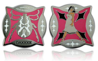 Tick Geocoin Polished Silver PINK LE