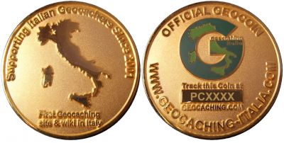 Italian Website Geocoin Foggy Gold LE