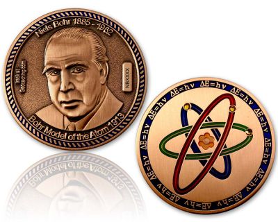 Atommodell Niels Bohr Geocoin Antik Kupfer XLE 75