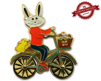 Easter Bunny Fahrrad Geocoin Pol. Gold XLE 75 (drehbare Räder)
