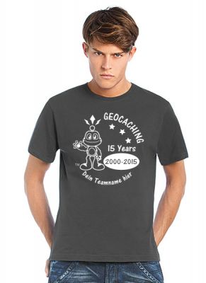Geocaching T-Shirt | 15 Jahre Geocaching dunkelgrau(optional mit