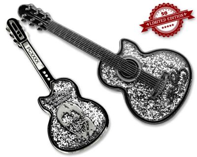 Elvis Guitar Geocoin - Silver Edition XLE 50