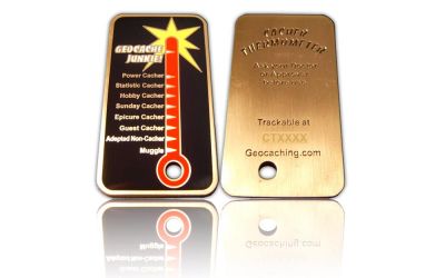 Cacher Thermometer Geocoin Antik Gold
