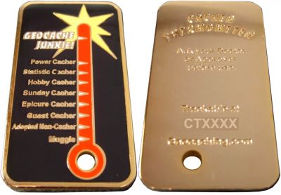 Cacher Thermometer Geocoin Poliertes Gold