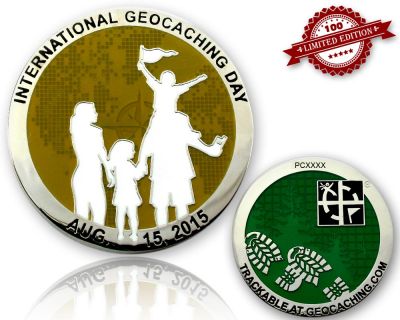 Int. Geocaching Day Geocoin 2015 Yellow LE 100