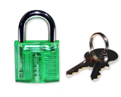 Mini Lockpicking training lock - transparent / green