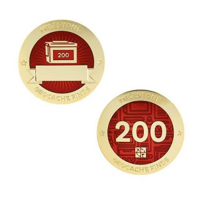 Milestone Geocoin + Tag Set (2 Trackables) - 200 Finds