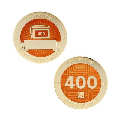 Milestone Geocoin + Tag Set (2 Trackables) - 400 Finds