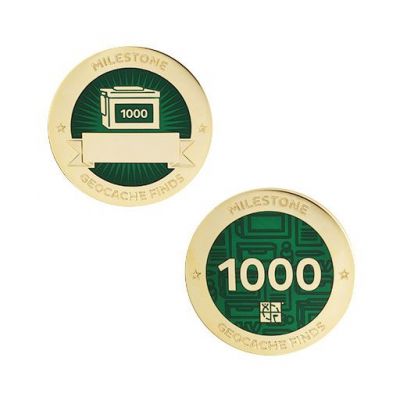 Milestone Geocoin + Tag Set (2 Trackables) - 1.000 Finds