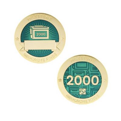 Milestone Geocoin + Tag Set (2 Trackables) - 2.000 Finds