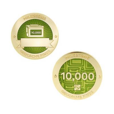 Milestone Geocoin + Tag Set (2 Trackables) - 10.000 Finds