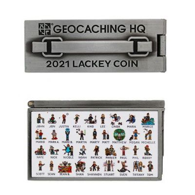 2021 Lackey Coin + Tag Set - Antik Silber (XXL 3D Coin aufklappbar)
