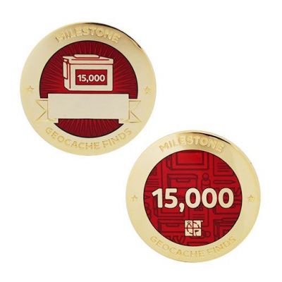 Milestone Geocoin + Tag Set (2 Trackables) - 15.000 Finds