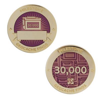 Milestone Geocoin + Tag Set (2 Trackables) - 30.000 Finds