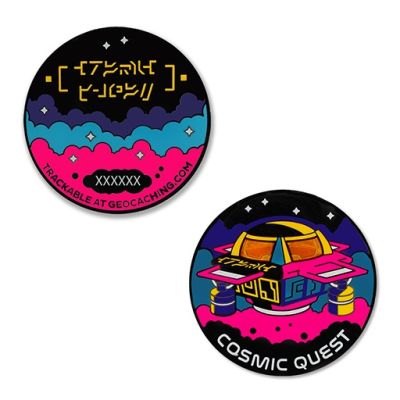 Cosmic Quest Official Geocoin & Tag Set (2 Trackables)