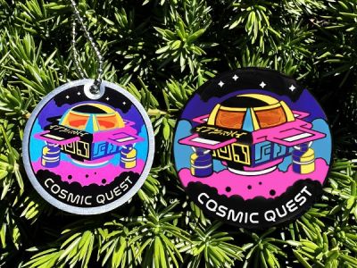 Cosmic Quest Official Geocoin & Tag Set (2 Trackables)