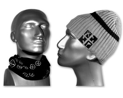 Cotton Whool Cap  + Multifunctional Headwear (GeoBLACK)