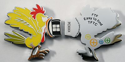 Chicken FTF Geocoin Polished Chrome (XLE)