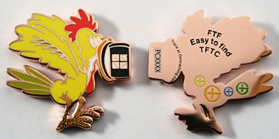 Chicken FTF Geocoin Poliertes Kupfer (XLE)