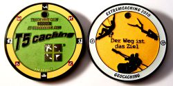 Extremcaching Geocoin 2010 Black Nickel GREEN LE