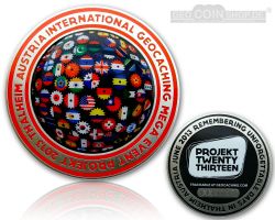 Projekt Twenty Thirteen Event Geocoin Antik Silber LE 200