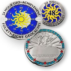 24 Stunden 48 Geocaches Geo Achievement Geocoin inkl PIN