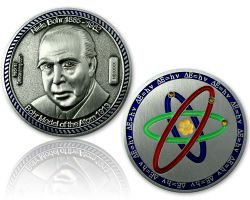 Atommodell Niels Bohr Geocoin Antik Silber