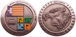 2 x Mallorca Geocoin 2007 Antik Silber