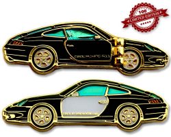 Turbo 911 Geocoin - Brillant Black LE 100