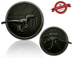 Velociraptor Dino Geocoin Black Nickel XLE 75