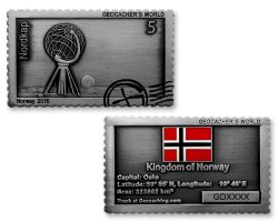 Geocacher's World Geocoin -NORWAY- Antik Silber