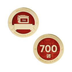 Milestone Geocoin + Tag Set (2 Trackables) - 700 Finds