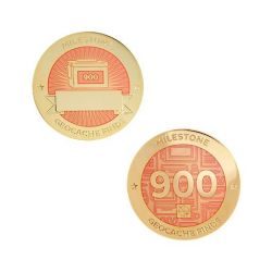 Milestone Geocoin + Tag Set (2 Trackables) - 900 Finds
