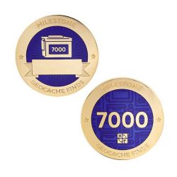 Milestone Geocoin + Tag Set (2 Trackables) - 7.000 Finds