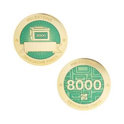 Milestone Geocoin + Tag Set (2 Trackables) - 8.000 Finds